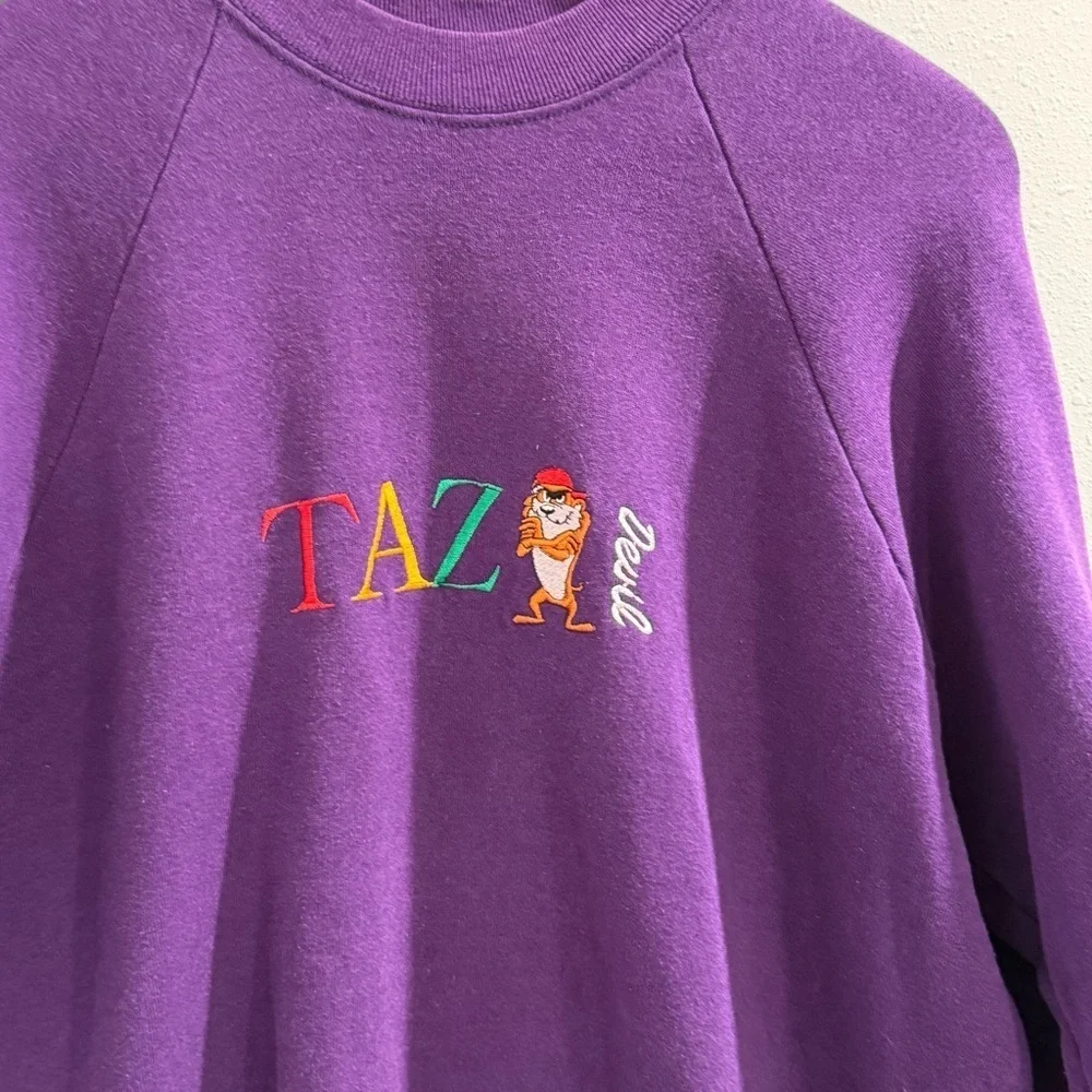 Vintage Fruit Of The Loom XL Looney Tunes Taz Devil Sweatshirt USA Embroidered